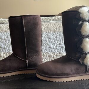 Koolaburra by UGG Victoria Tall Chocolate Suede Boots with Plush Trim size 9